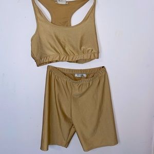Gold Two piece biker shirt set